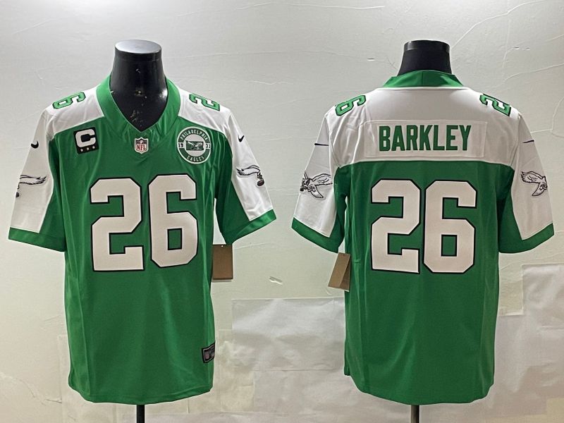 Men Philadelphia Eagles #26 Barkley Green Thanksgiving three generations 2025 Nike Vapor Limited NFL Jersey style 4